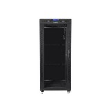 Lanberg FF01-8037-12BL 19" 37U SZÉL:800mm MÉLY:1000mm MAG:1883mm lapraszerelt LCD üvegajtós fekete rack szekrény