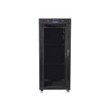 Lanberg FF01-8037-12BL 19" 37U SZÉL:800mm MÉLY:1000mm MAG:1883mm lapraszerelt LCD üvegajtós fekete rack szekrény