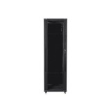 Lanberg FF01-8042-12B 19" 42U SZÉL:800mm MÉLY:1000mm MAG:2047mm lapraszerelt üvegajtós fekete rack szekrény