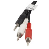 Lanberg minijack 3.5 mm apa / 2x RCA apa audio kábel, 2 m, fekete - CA-MJRC-10CC-0020-BK
