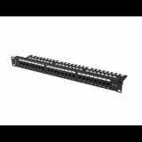 Lanberg Patch panel 24 port 1U 19" CAT.5e UTP, tehermentesítővel, fekete (PPU5-1124-B)