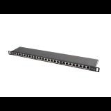 Lanberg Patch panel CAT5 UTP 24 PORT 0.5U 19" árnyékolt fekete (PPS5-0024-B) (PPS5-0024-B)
