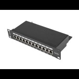 Lanberg Patch panel CAT5e 12 PORT árnyékolt 1U 10" fekete (PPF5-9012-B) (PPF5-9012-B)