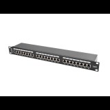 Lanberg Patch panel CAT6 UTP 24 PORT 1U 19" árnyékolt fekete (PPS6-1024-B) (PPS6-1024-B)
