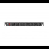 Lanberg PDU-02I1908I-0200-C20-BK 8x C13 2x C19 IEC túlfeszültség védő - elosztó 2m (PDU-02I1908I-0200-C20-BK)