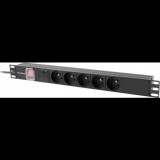 Lanberg PDU-05E-0200-IEC-BK 1U 19" 5-ös túlfeszültség védő elosztó 2m - Fekete (PDU-05E-0200-IEC-BK)