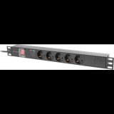Lanberg PDU-05F-0200-BK 1U 19" 5-ös túlfeszültség védő elosztó 2m - Fekete (PDU-05F-0200-BK)