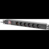 Lanberg PDU-06F-0200-BK 1U 19" 6-os túlfeszültség védő elosztó 2m - Fekete (PDU-06F-0200-BK)
