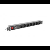 Lanberg PDU-07E-0200-BK 7-es túlfeszültség védő - elosztó 2m (PDU-07E-0200-BK)