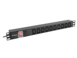 Lanberg PDU-10I-0200-IEC-BK 19 1U 10xC13 aljzat C14 csatlakozóvéggel 2m fekete elosztósor kapcsolóval