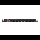 Lanberg PDU 19" 1U 10A 7 dugalj 2m rack elosztó fekete (PDU-07F-0200-IEC-BK) (PDU-07F-0200-IEC-BK)