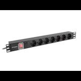 Lanberg PDU 19" 1U 16A 7 dugalj 2m rack elosztó fekete (PDU-07F-0200-BK) (PDU-07F-0200-BK)
