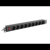 Lanberg PDU 19" 1U 16A 9 dugalj 3m rack elosztó fekete (PDU-09F-0300-BK) (PDU-09F-0300-BK)