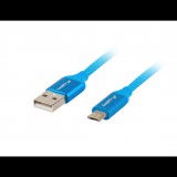 Lanberg Premium micro USB-B apa - USB-A apa 2.0 Adat és töltő kábel - Kék (1,8m) (CA-USBM-20CU-0018-BL)