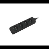 Lanberg PS0-04E-0100-IEC-BK Elosztó 4 aljzatos 1m - Fekete (PS0-04E-0100-IEC-BK)