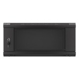 Lanberg WF01-6404-10B 19" 4U SZÉL:600mm MÉLY:450mm MAG:290mm lapraszerelt üvegajtós fekete fali rack szekrény