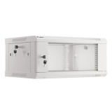 Lanberg WF01-6404-10S 19" 4U SZÉL:600mm MÉLY:450mm MAG:290mm lapraszerelt üvegajtós szürke fali rack szekrény