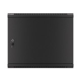 Lanberg WF01-6409-00B 19" 9U SZÉL:600mm MÉLY:450mm MAG:512mm lapraszerelt fémajtós fekete fali rack szekrény