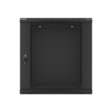Lanberg WF01-6612-10B 19" 12U SZÉL:600mm MÉLY:600mm MAG:640mm lapraszerelt üvegajtós fekete fali rack szekrény