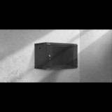 Lanberg WF03-5306-10B 19" 6U SZÉL:540mm MÉLY:350mm MAG:370mm lapraszerelt üvegajtós fekete fali rack szekrény (WF03-5306-10B)