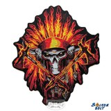 Lángoló indián koponya hátfelvarró, nagyméretű