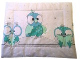 Lapos ovis kispárna pamut borítással - 38x48 cm / türkiz bagoly mintás