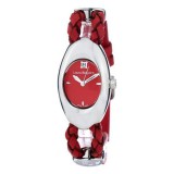 Laura Biagiotti fonott bőrszíjas, ultra trendi luxus női karóra (22 MM) dobozzal, piros