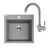 Laveo ALENA szürke szett álló csappal, helytakarékos szifonnal