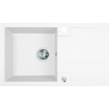 Laveo BARBADOS fehér csepptálcás mosogató dugókiemelős helytakarékos szifonnal