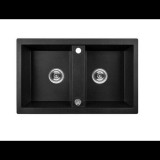 LAVEO BARBADOS Gránit Kétmedencés Mosogató szemcsés fekete