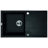 Laveo BARBADOS matt fekete csepptálcás mosogató dugókiemelős helytakarékos szifonnal