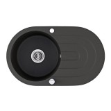 Laveo DAFNE egykör csepptálcás szemcsés fekete mosogató