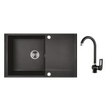 LAVEO HUNTER szemcsés fekete egymedence csepptálcás szett