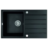 Laveo MARGARITA csepptálcás matt fekete mosogató automata dugókiemelős, helytakarékos szifonnal