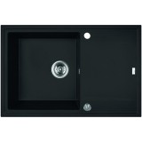 Laveo MEGALO csepptálcás matt fekete mosogató dugókiemelős helytakarékos szifonnal