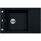 Laveo PIONIER minicsepptálcás matt fekete mosogató automata dugókiemelős, helytakarékos szifonnal