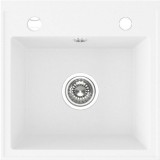 Laveo RINA egymedencés fehér mosogató csaplyukkal, automata dugókiemelős, helytakarékos szifonnal