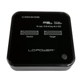 LC-Power LC-DOCK-M2-NVME külső M.2 NVMe SSD dokkoló, USB 3.2 Gen2, 2db SSD-hez , klónozás, fekete