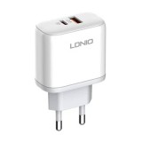 LDNIO A2526C USB, USB-C 45W Wall charger + USB-C - Lightning Cable