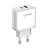LDNIO A2526C USB, USB-C 45W Wall charger + USB-C - USB-C Cable