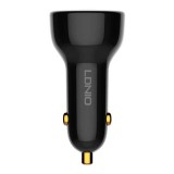 LDNIO C101 Car Charger, USB + USB-C, 100W + USB to Lightning Cable (Black)