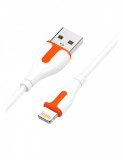 LDNIO Electronic Technology Co. Ltd. LDNIO Adat- és Tápkábel, LS571, Lightning/USB csatlakozó, 2.4A gyors töltés, 1 méter, fehér/narancssárga