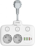 Ldnio SE2435 220V elosztó 2 aljzatos + 3x USB-A / USB-C 0.1m - Fehér