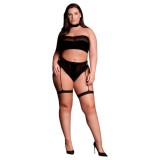Le Désir Plus Size - 3 részes fehérnemű szett - fekete (XL-4XL)