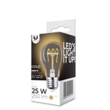 LED dekor izzó, E27 foglalat, A60, SF, 4W, 2000K, 250lm, arany színű üveg, Forever Light