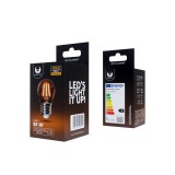 LED dekor izzó, E27 foglalat, G45, COG, 4W, 2200K, 400lm, arany színű üveg, Forever Light