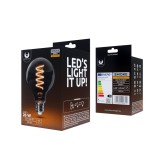 LED dekor izzó, E27 foglalat, G95, SF, 4W, 2000K, 250lm, füst színű üveg, Forever Light