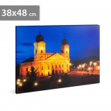 LED-es fali hangulatkép - "Nagytemplom Debrecen" - 3 x AA, 38 x 48 cm