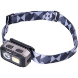 LED fejlámpa, Osram+COB, 500 Lumen; IR szenzor, tölthető akkuval+AAA elemmel is