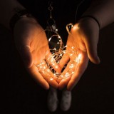 LED fényfüzér - 10 db melegfehér LED - 2 x AA